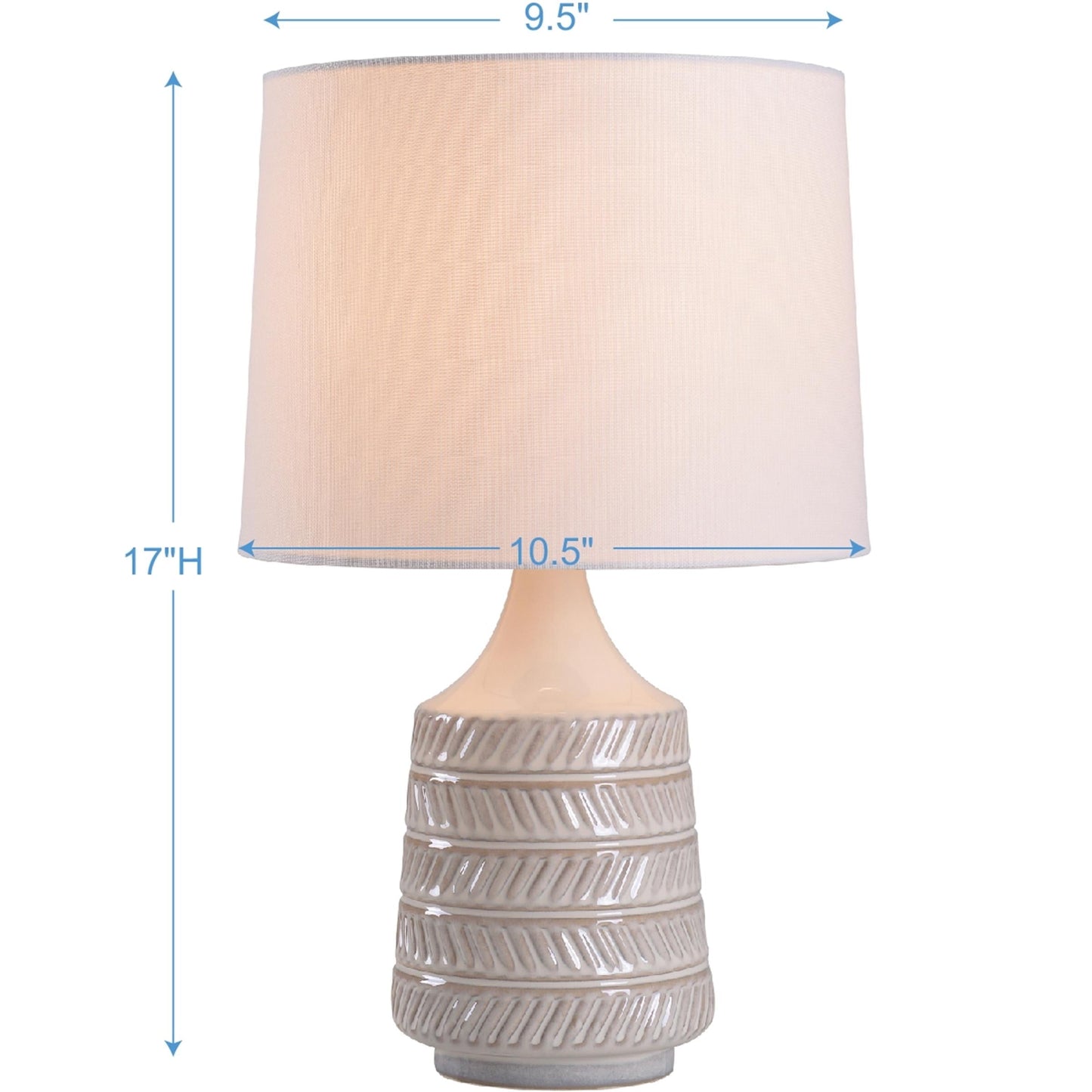 Better Homes & Gardens White and Beige Etched Ceramic Table Lamp with Shade 17"H