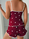 Women's Heart Print Camisole + Shorts Pajamas Two-Piece Set